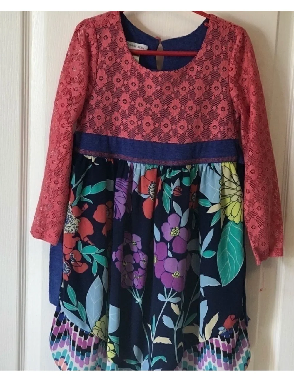 Old Navy Red Top Navy Floral Border-Print Dress